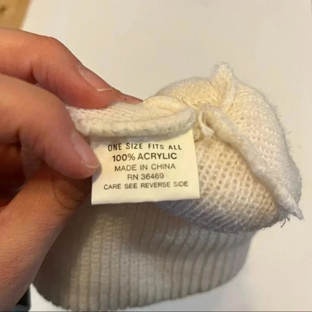 Vintage Newborn Baby Infant Toddler Knit Hat Beanie Lot Of 2 Acrylic - Picture 6 of 6